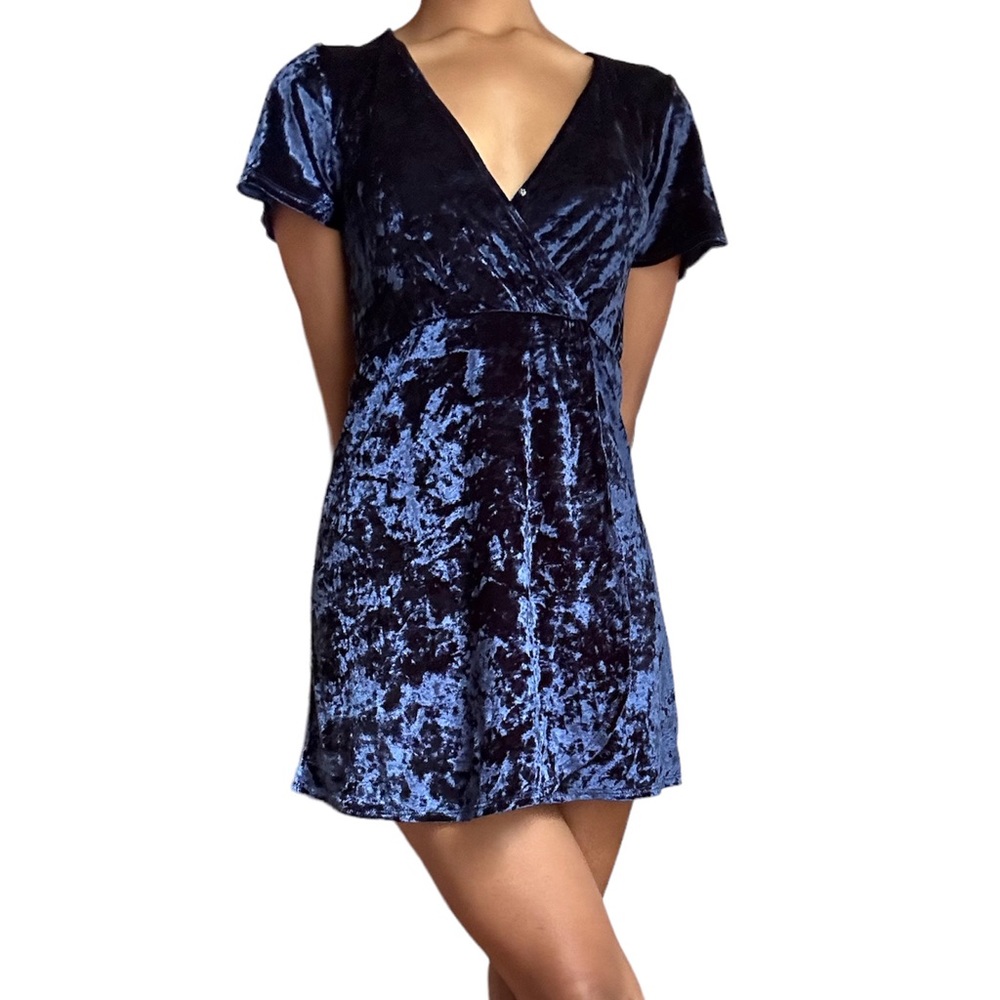 pacsun crushed velvet wrap mini dress